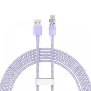 Baseus Cable Explorer Smart Temperature USB-A to Type-C 5A 100W 2m, Purple