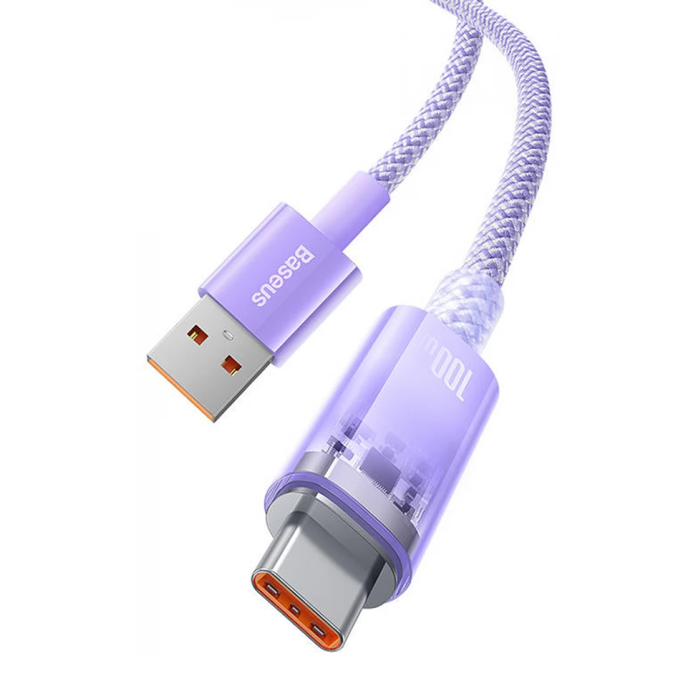 Baseus Cable Explorer Smart Temperature USB-A to Type-C 5A 100W 2m, Purple - Image 2
