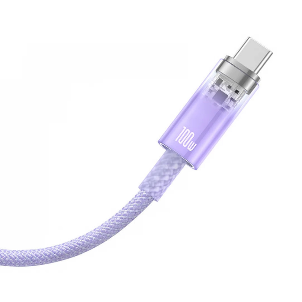 Baseus Cable Explorer Smart Temperature USB-A to Type-C 5A 100W 2m, Purple - Image 3