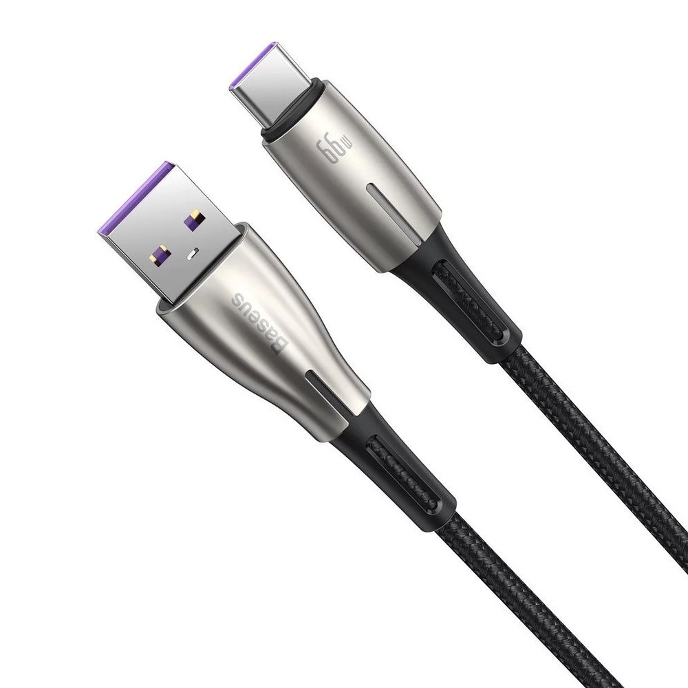 Baseus Cable USB to Type-C Water Drop-Shaped 6A 66W 1m, Black - Image 2