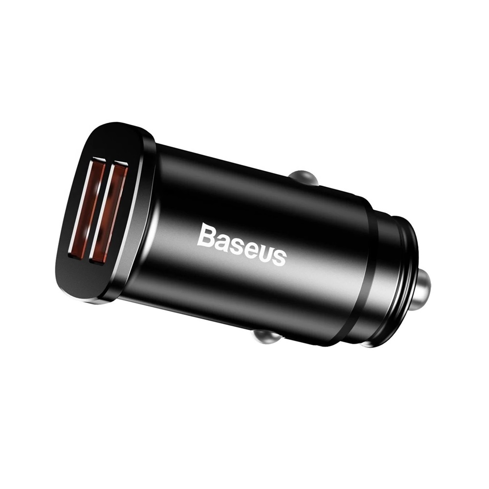Baseus Car Charger 2xUSB Square Metal QC3.0 30W, Black - Image 3