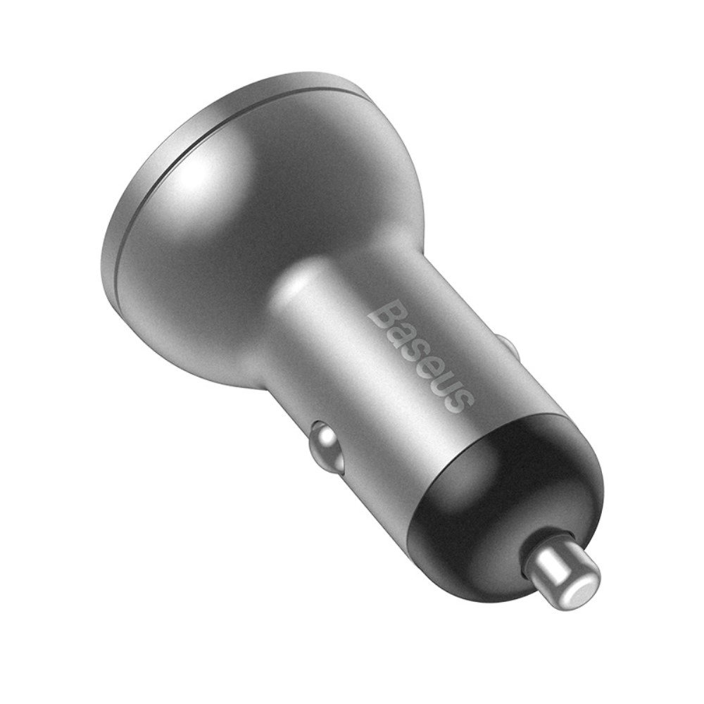 Baseus Car Charger 2xUSB Fast Charge 24W, Grey - Image 2