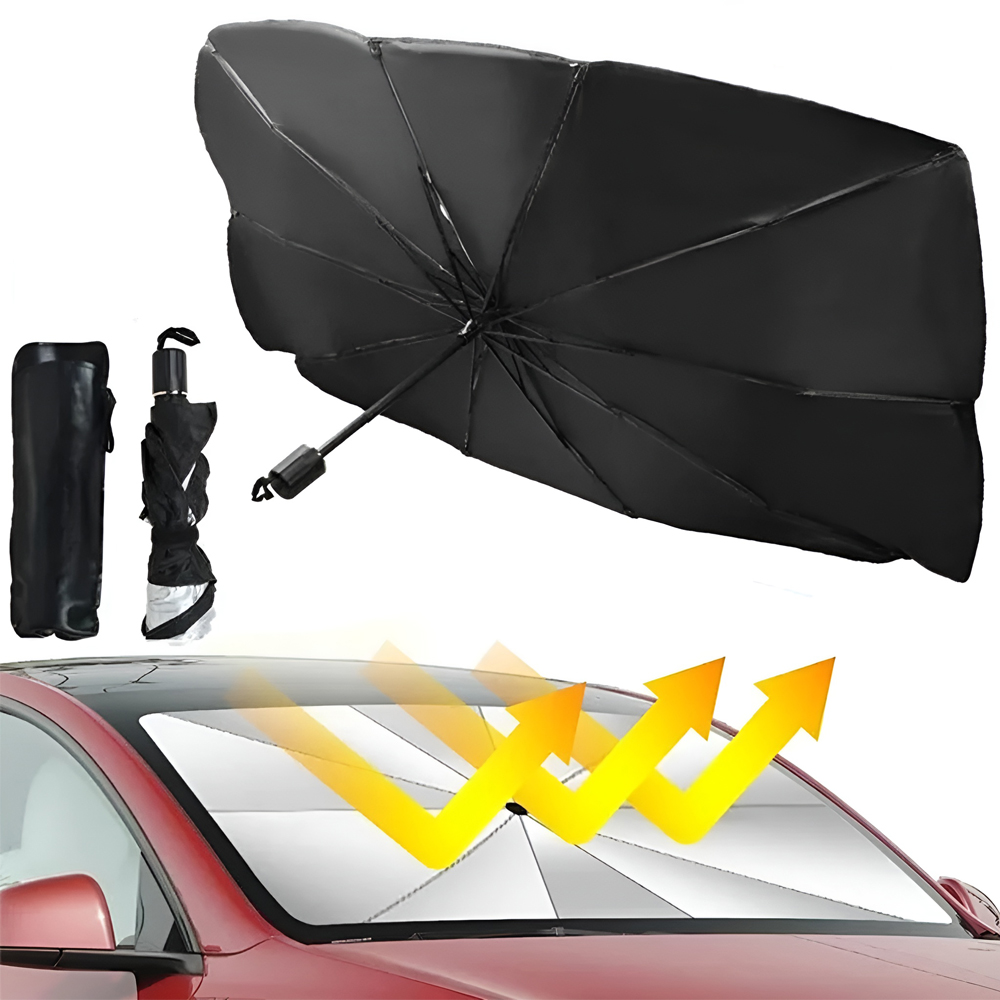 Compact Car Use Umbrella Sunshade for Car 79x140cm, Black - Image 3
