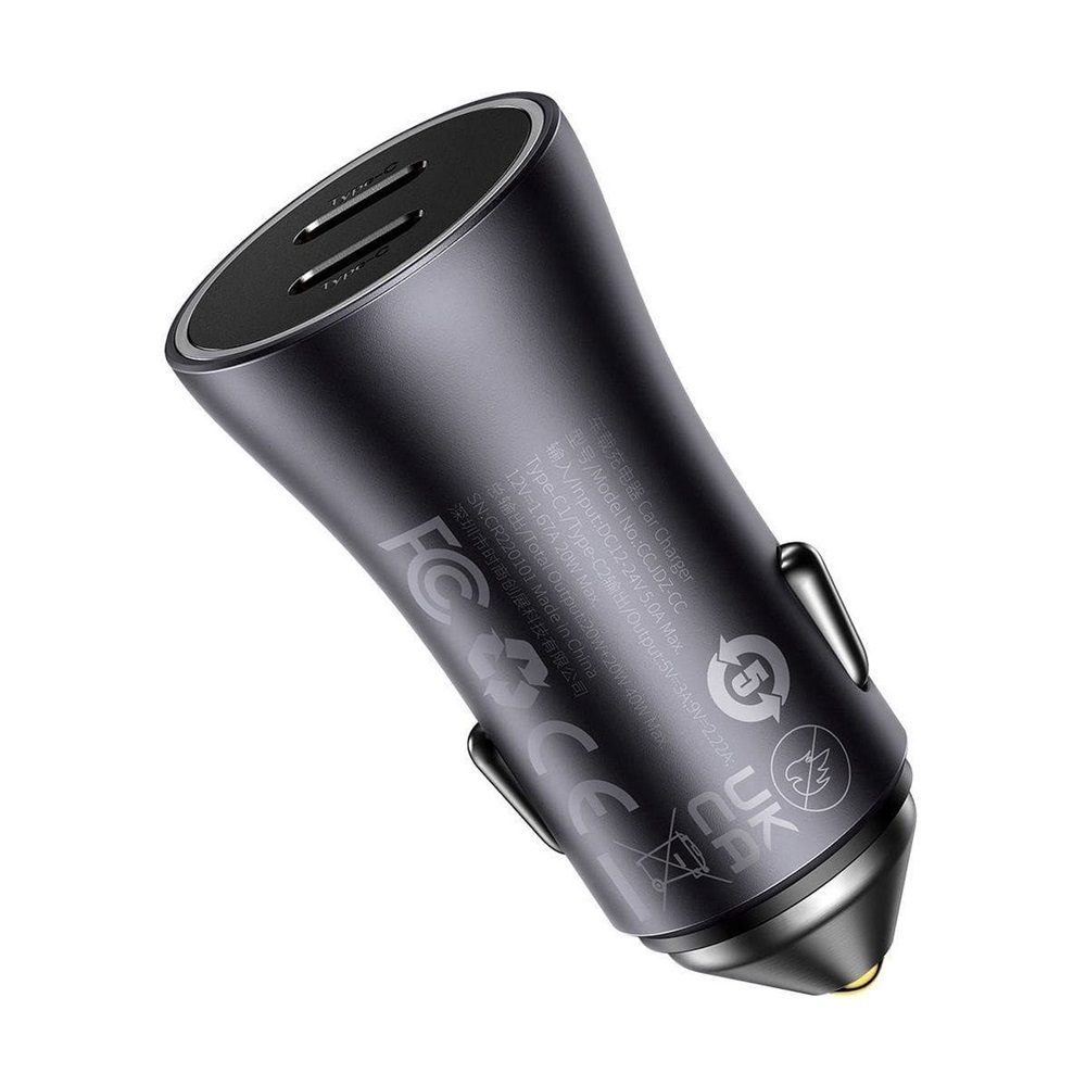 Baseus Car Charger Golden Contactor Pro 2*Type-C 40W, Grey - Image 2
