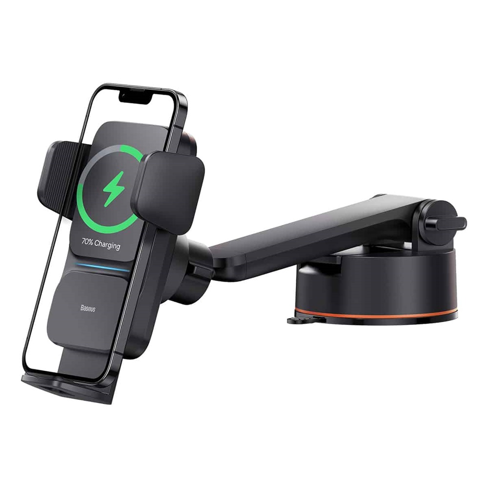 Baseus Wisdom Auto Alignment Car Mount Wireless Charger(QI 15W(Suction Base), Black - Image 2
