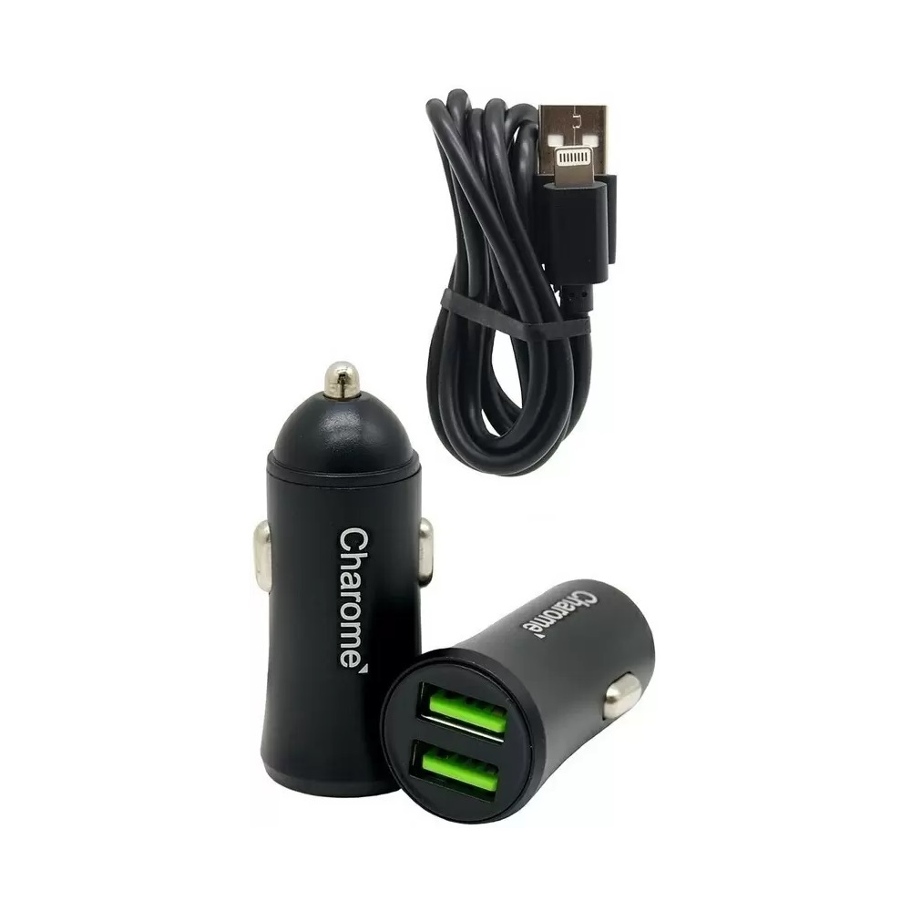 Charome Car Charger with Cable USB to Lightning C6, Black - Image 2