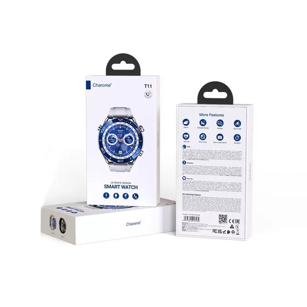 Charome Smart Watch HD Call T11 Amoled Display, Silver - Image 3