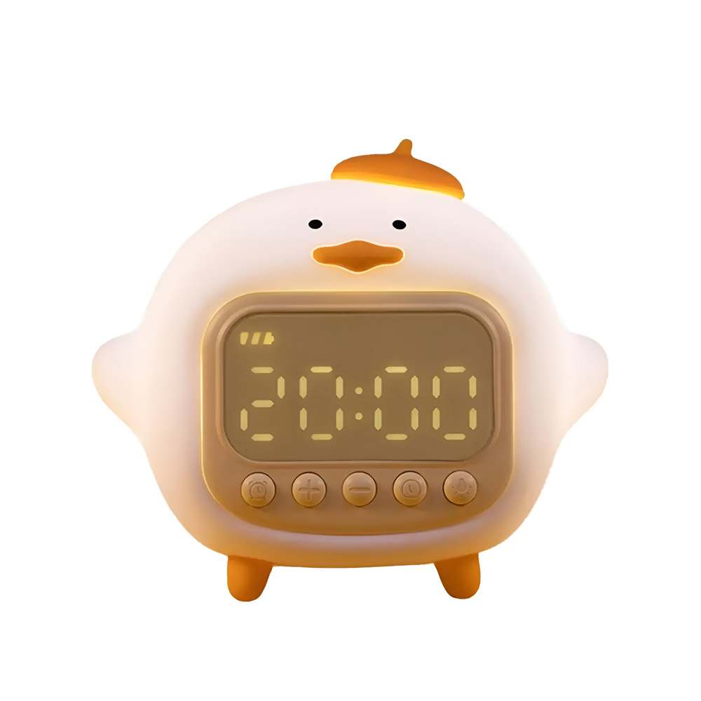 Cute Series Night Light Alarm Clock Tapping Duck, White - Image 2