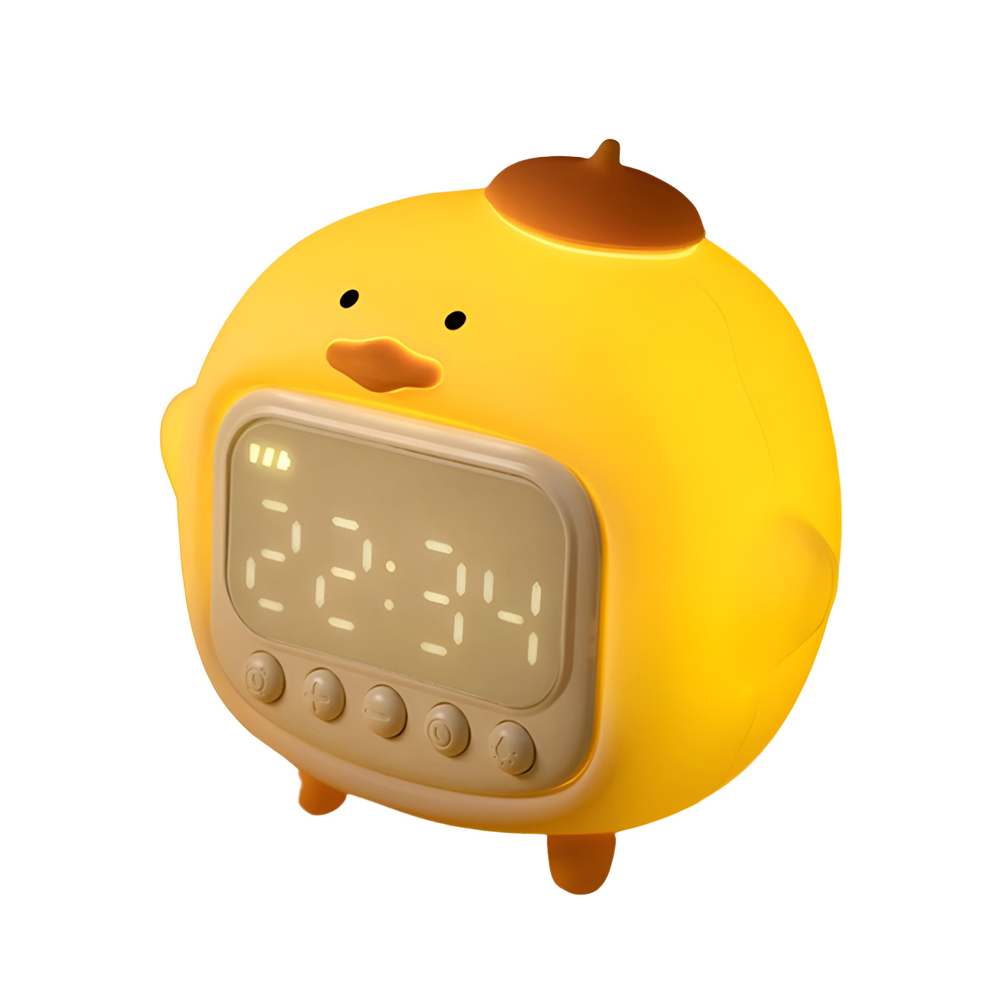 Cute Series Night Light Alarm Clock Tapping Duck, White - Image 3