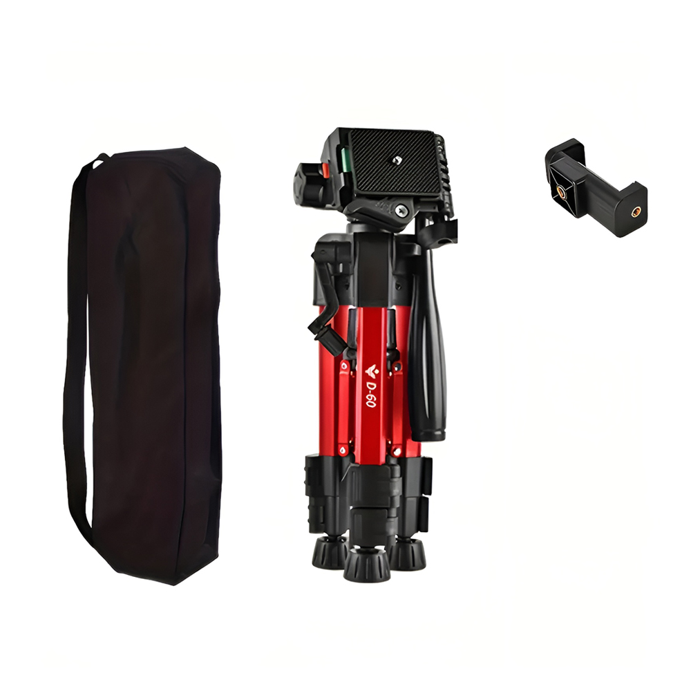 Tripod Photography Professional Aluminum 63cm (Locking Knob, Support Smooth 360°), Red D-60 - Image 3