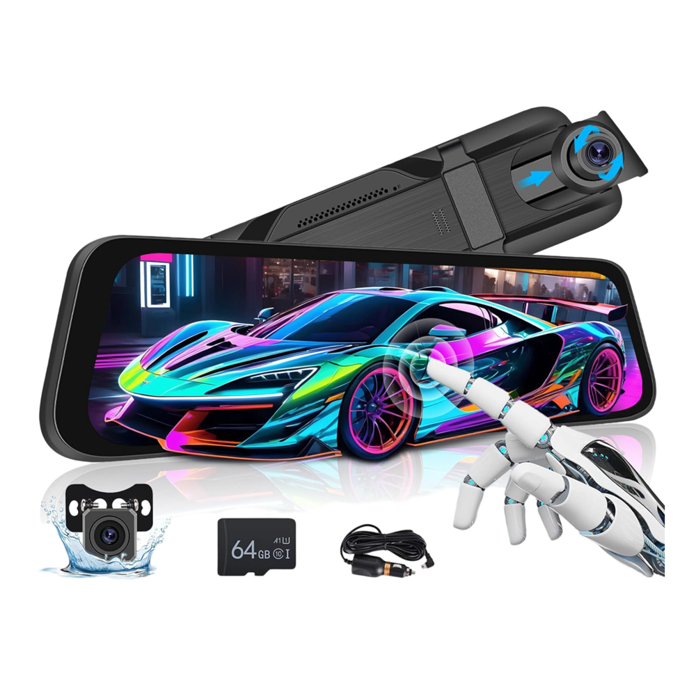 DVR Full-Screen Streaming With 2.5D Front And Rear Dual Lenses, Large Wide-Angle Touch Screen Operation, 10-inch Screen, Black - Image 2