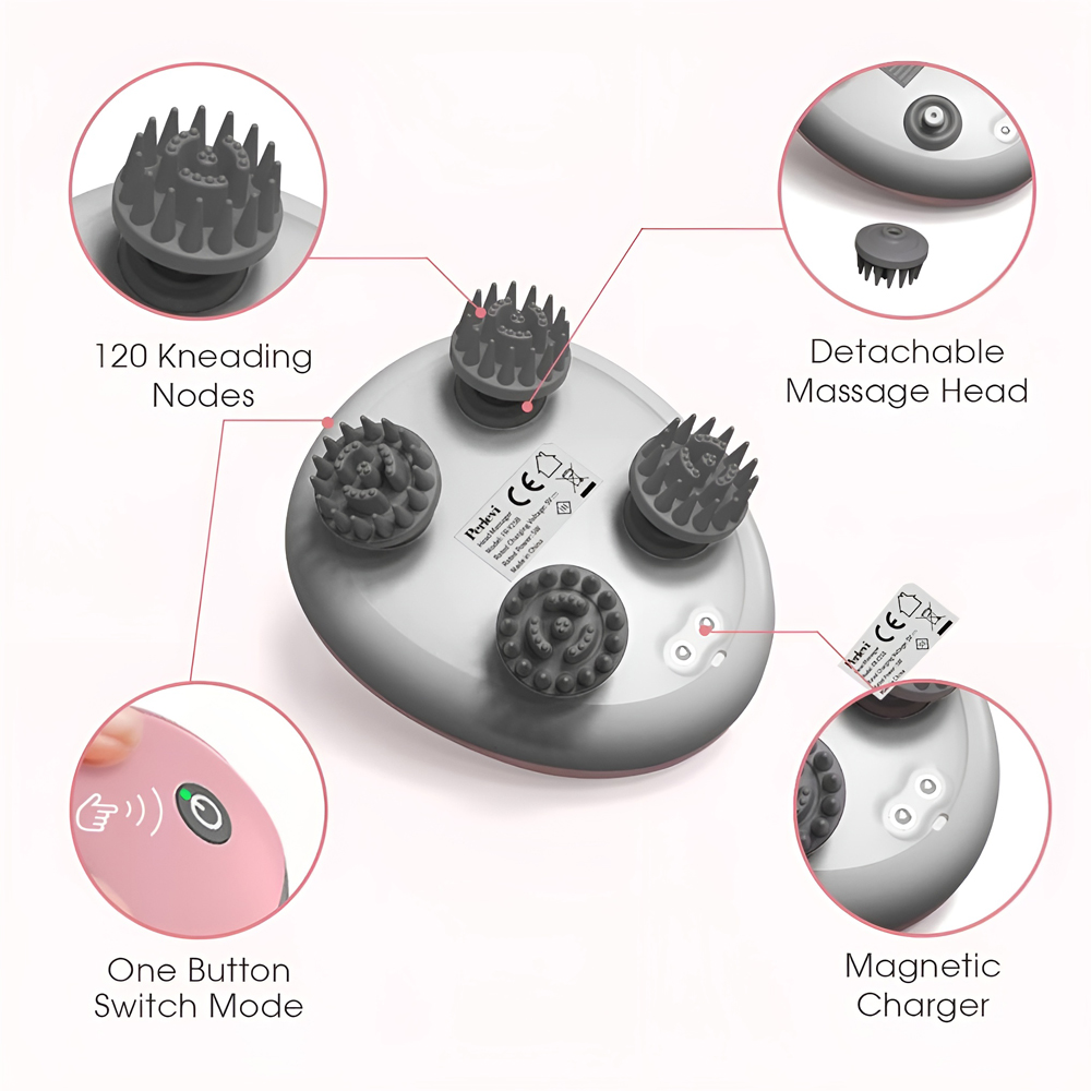 Electric Scalp Massager with IPX7 Waterproof and 120 Kneading Massage Heads, for Full Body Massage - Image 2