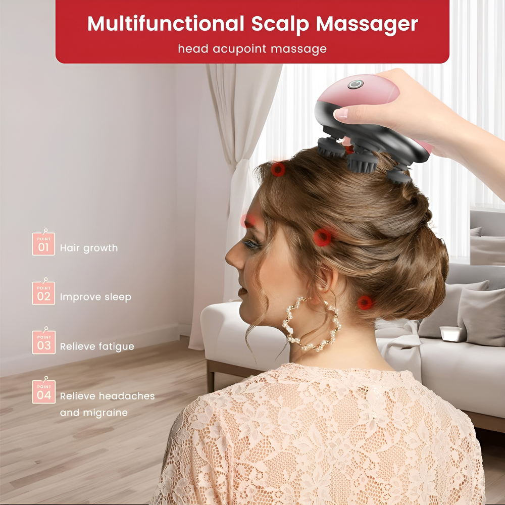 Electric Scalp Massager with IPX7 Waterproof and 120 Kneading Massage Heads, for Full Body Massage - Image 3