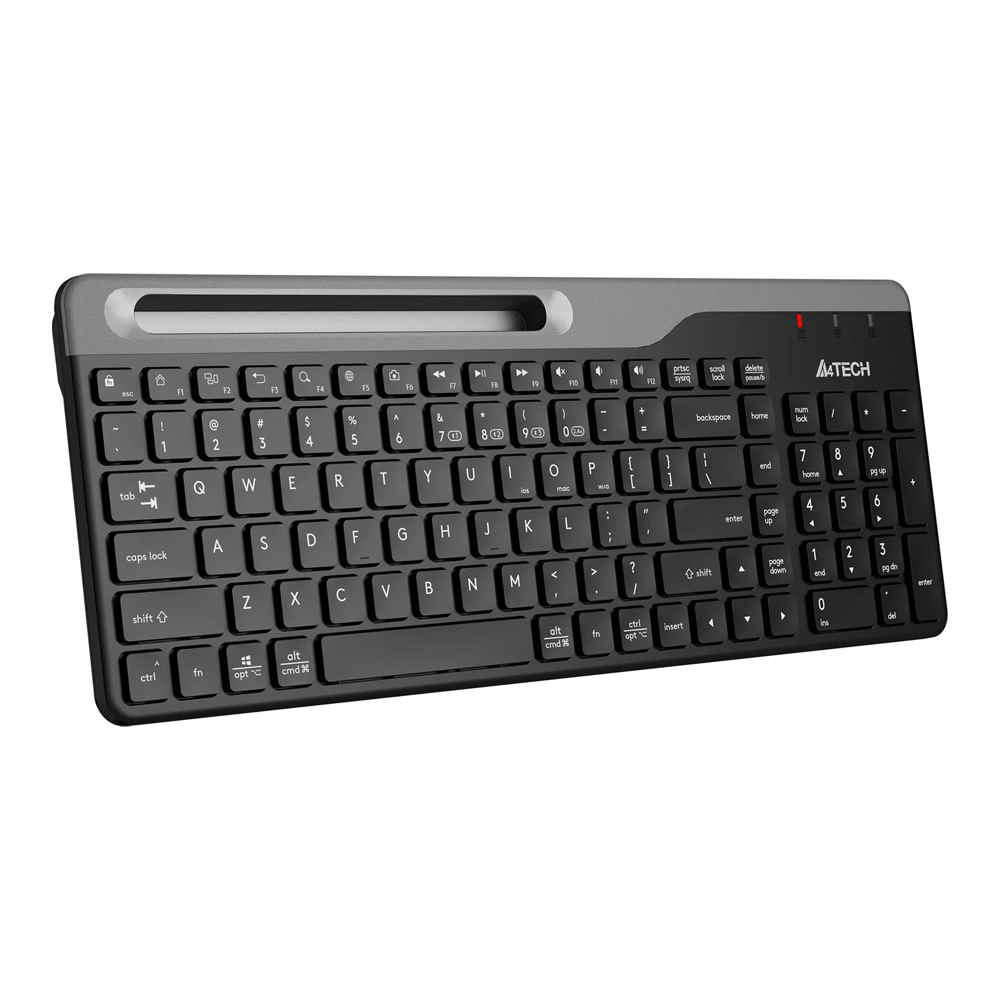 A4Tech Wireless Keyboard FBK25, Multimedia, Smartphone Cradle, up to 4 Devices, BT/2.4Ghz, Black - Image 2