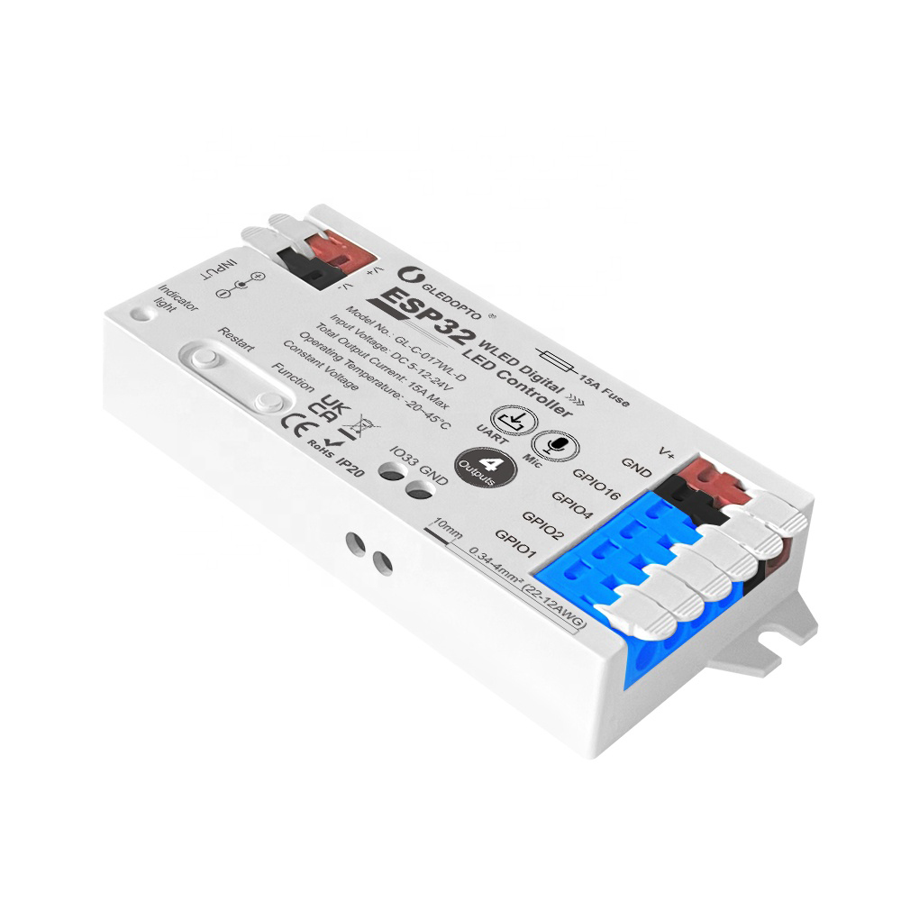 Gledopto ESP32 WLED Digital LED Strip Controller RGB/RGBW with 4-Output (GL-C-017WL-D), DC5~24V, max 15A output, max 800 ICs, SM16703P, SK6812, WS2811 - Image 2