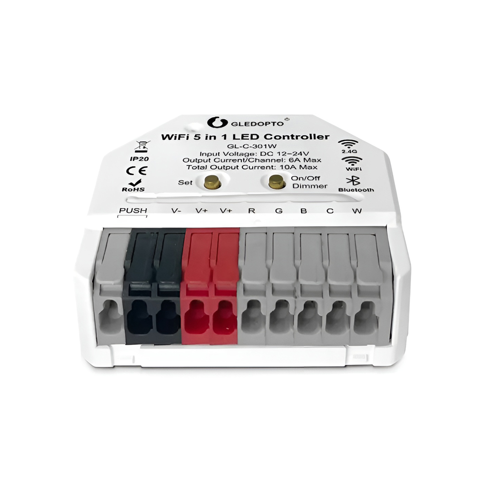Gledopto ZigBee Pro+ 5in1 Ultra mini LED Controller CCT/RGB/RGBW/RGBCCT/Single Color (GL-C-301P), DC12~24V, 6A/CH, max 10A output - Image 2