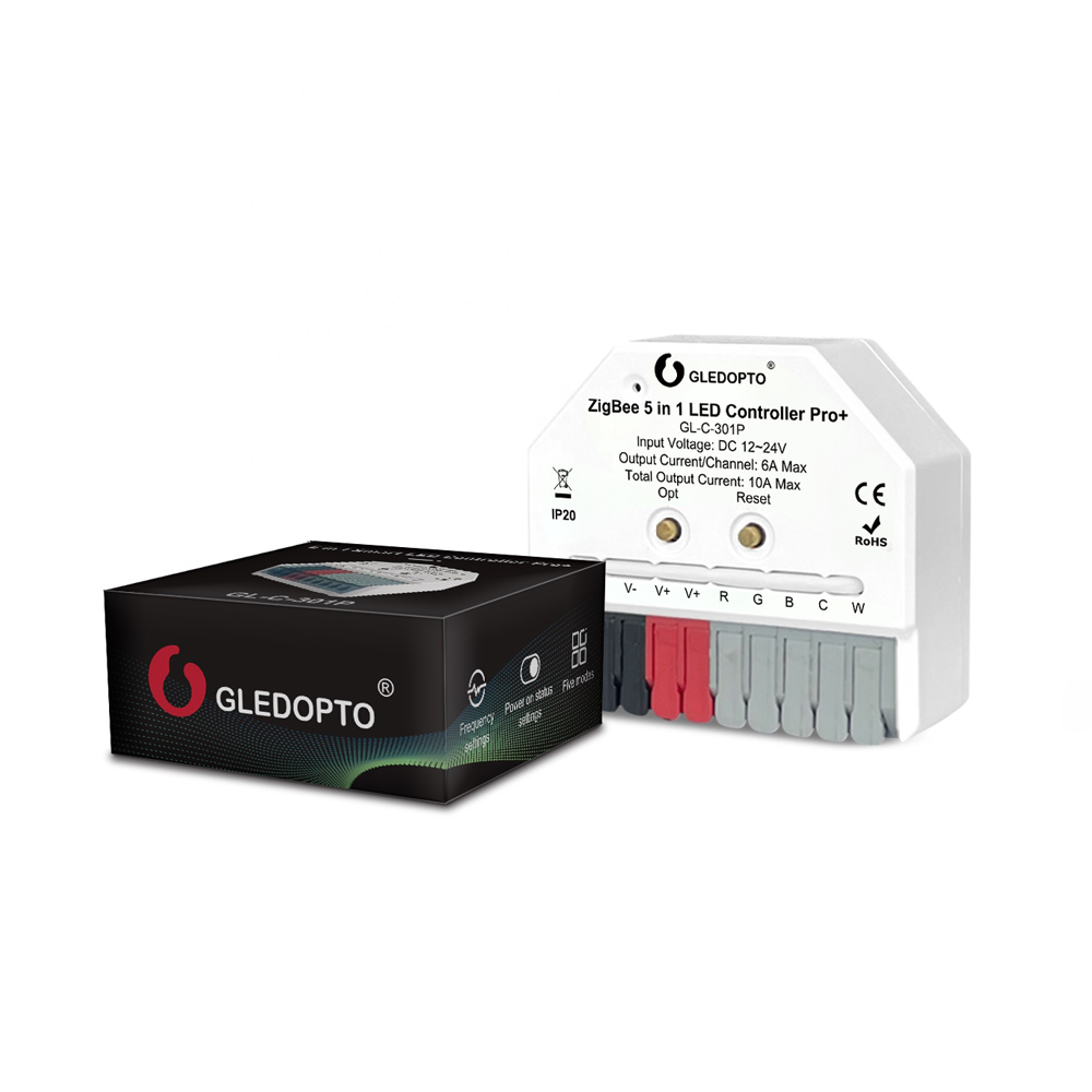 Gledopto ZigBee Pro+ 5in1 Ultra mini LED Controller CCT/RGB/RGBW/RGBCCT/Single Color (GL-C-301P), DC12~24V, 6A/CH, max 10A output - Image 3