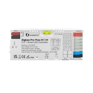 Gledopto ZigBee Pro Max 5in1 LED Controller CCT/RGB/RGBCCT/Single Color (GL-C-601P), Push Switch, DC5~24V, 10A/CH, total max 15A output