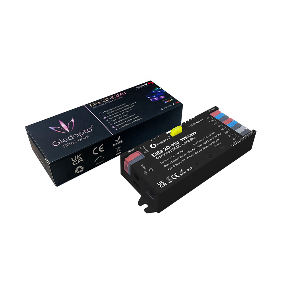 Gledopto Elite 2D-MU Advanced ESP32 WLED Digital LED Controller RGB/RGBW/RGBCCT (GL-C-615WL), DC5~24V, total max 15A output, max 800 ICs connected - Image 2