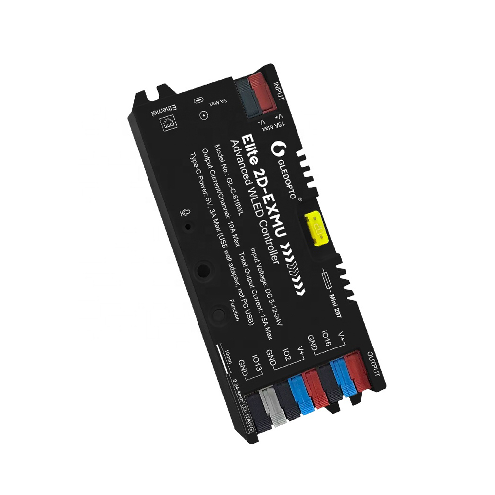 Gledopto Elite 2D-EXMU Advanced ESP32 WLED Digital LED Controller RGB/RGBW/RGBCCT with LAN (GL-C-616WL), DC5~24V, total max 15A output, max 800ICs - Image 2