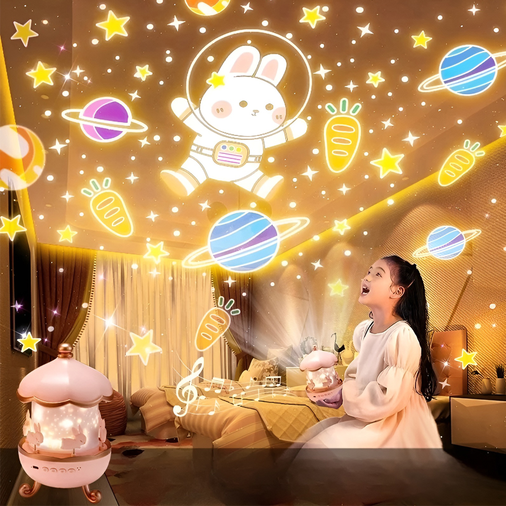 Glaceon Light Projector,6 Film,5 Colours Changing,Rabbits Night Light Projector for Kids - Image 3