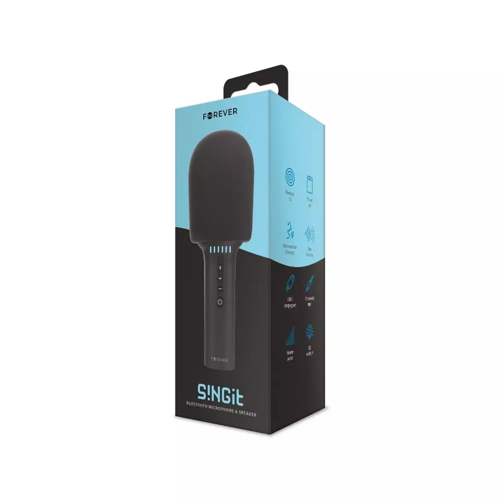 Forever Bluetooth Microphone with Speaker BMS-500, Black - Image 3