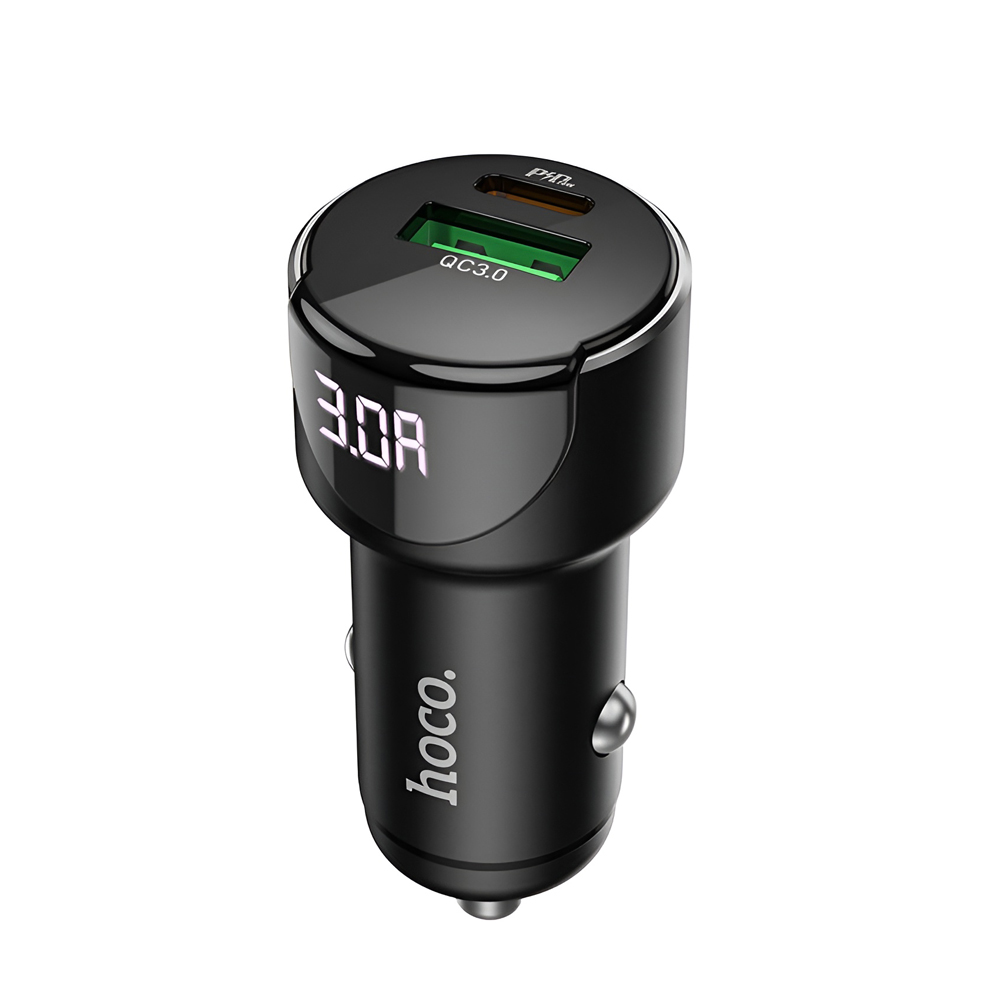 Hoco Car Charger USB/Type-C PD 20W + QC3.0 18W Z42, Black - Image 2