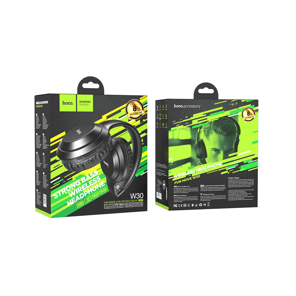 Hoco On-Ear Headphones with MIC Bluetooth W30 Fun Move, Black - Image 3