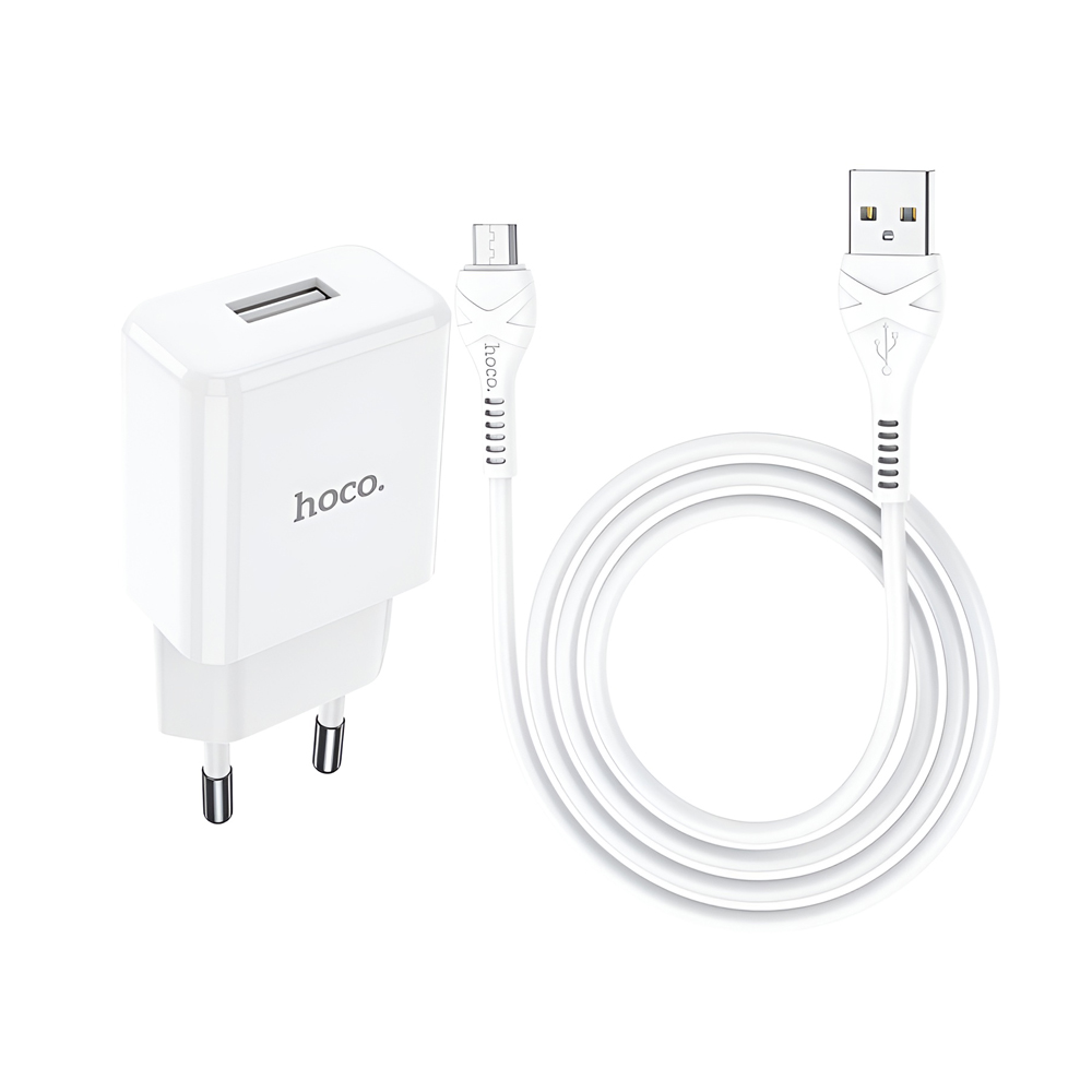 Hoco Wall Charger with Cable USB to Micro-USB 2.1A N9 Especial, White - Image 2