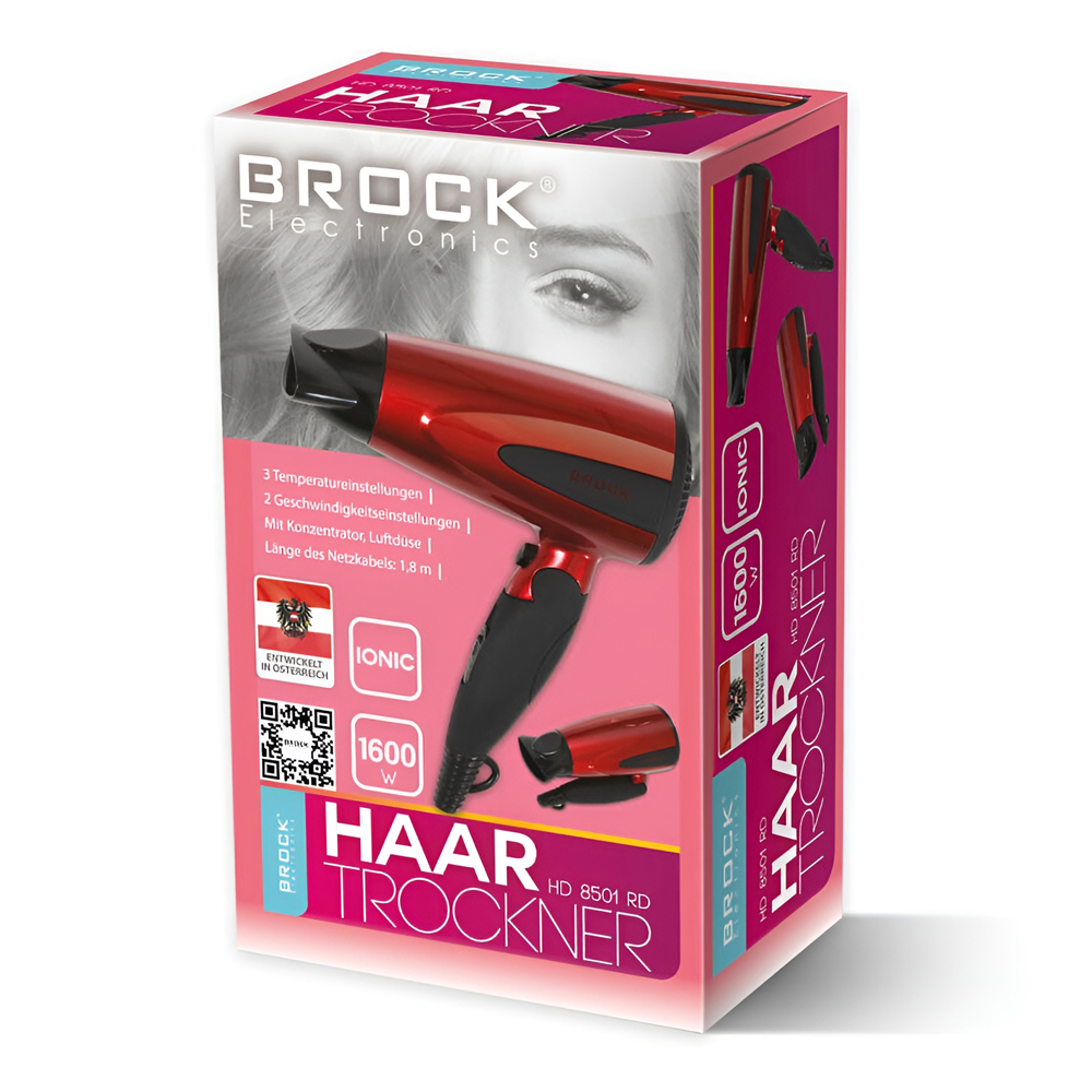 BROCK Hairdryer HD 8501 RD, 1200-1600W, Red - Image 2
