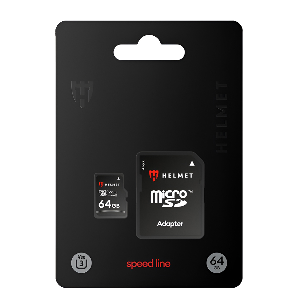 Helmet MicroSD Card UHS-I (U3) (V30) + SD Adapter, Speed Line, 64 GB (Damaged Box) - Image 2