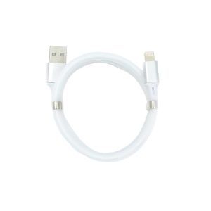 Helmet Cable USB to Lightning With Magnetic Organizer 1m, White