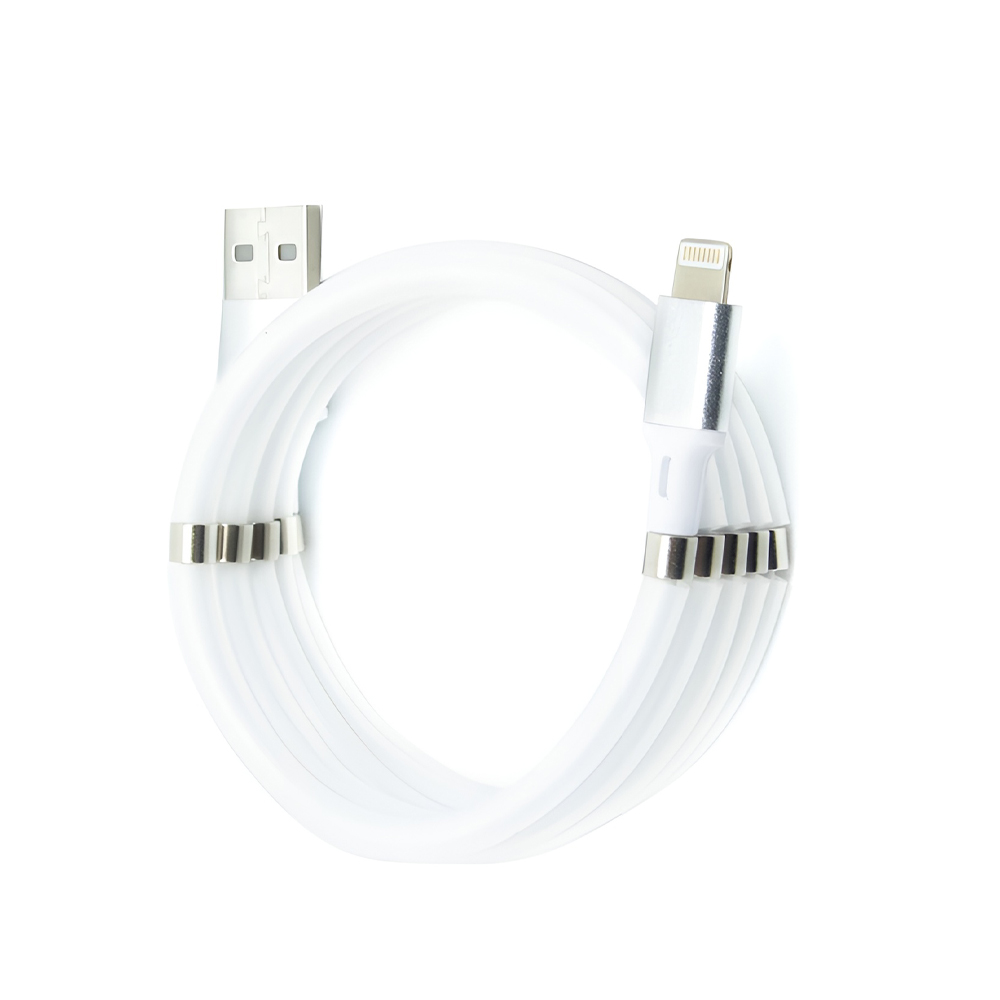 Helmet Cable USB to Lightning With Magnetic Organizer 1m, White - Image 2