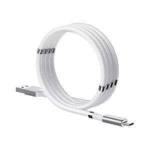 Helmet Cable USB to Type-C With Magnetic Organizer 2.1A 1m, White