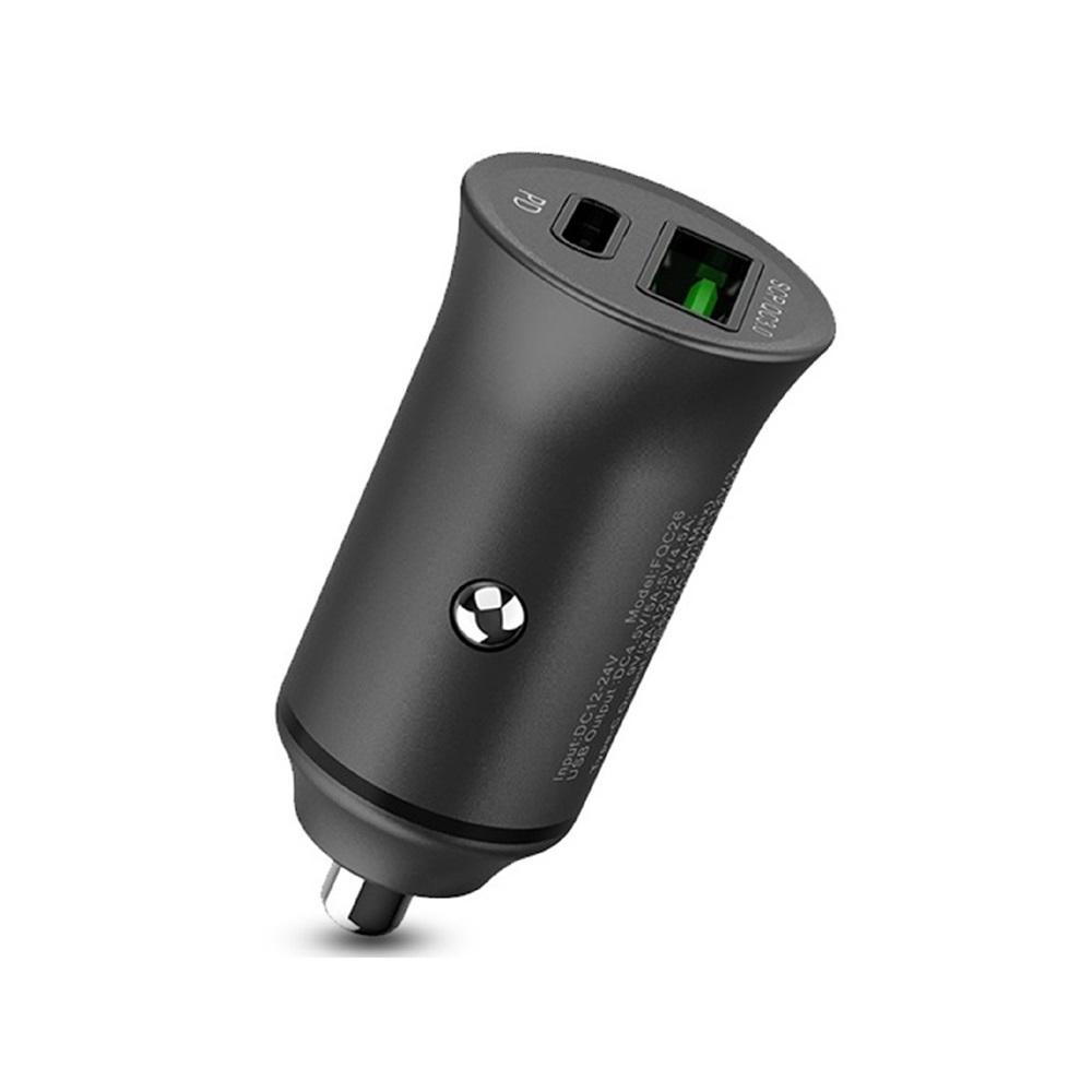 Helmet Car Charger Power USB/Type-C QC4.0 30W, Black