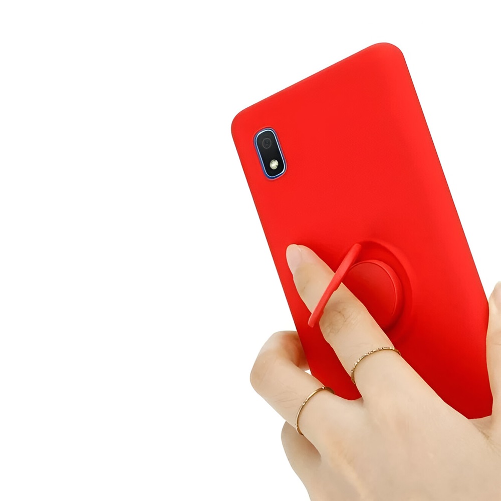 Helmet Case with Ring Liquid Silicone Samsung A10, Red - Image 2