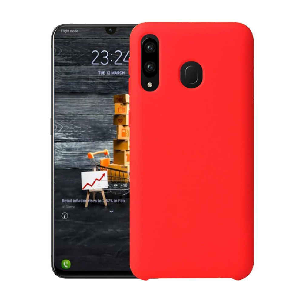 Helmet Case Liquid Silicone Grid Samsung A20S, Red - Image 2