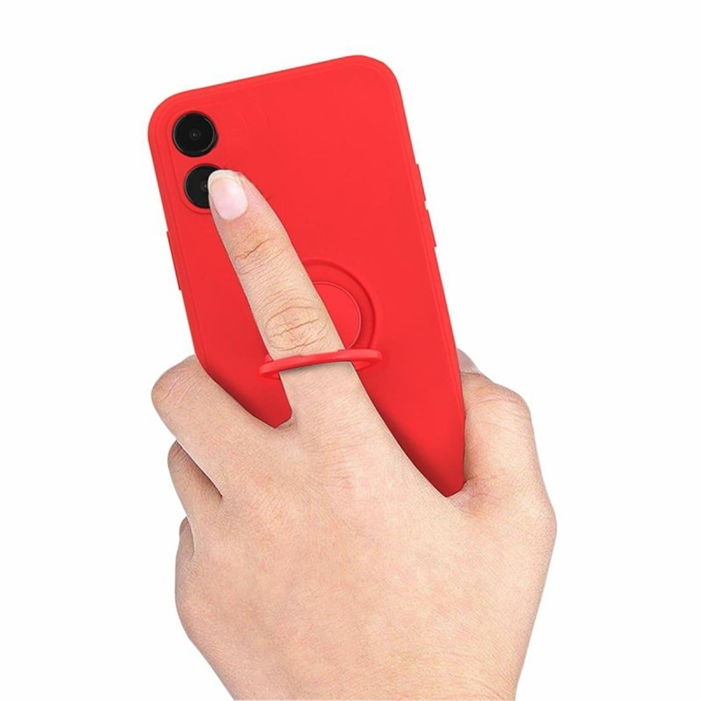 Helmet Case with Ring Liquid Silicone Xiaomi Redmi 7, Red - Image 2