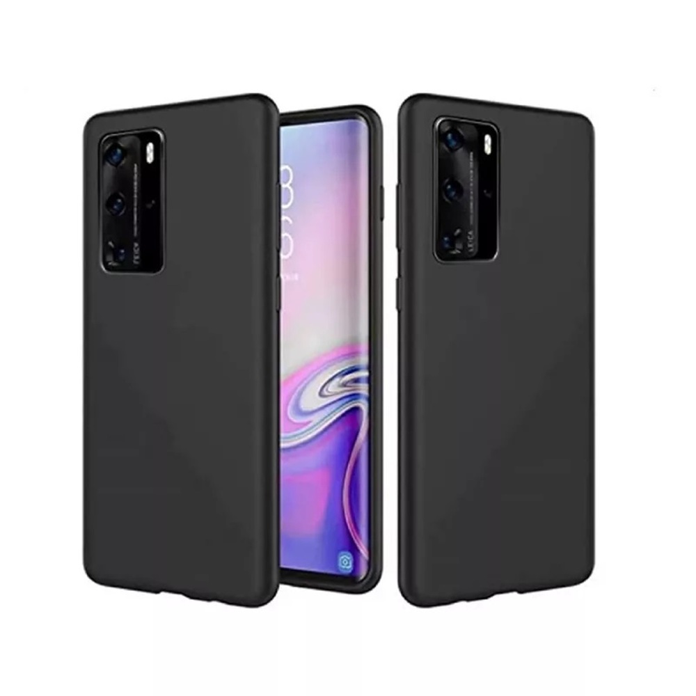 Helmet Case Liquid Silicone Huawei P40, Black - Image 4