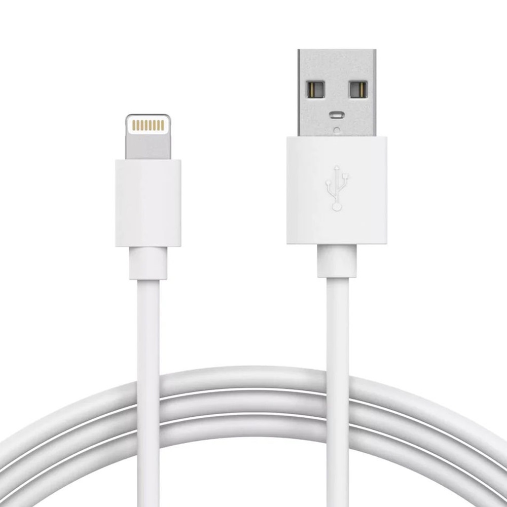 Helmet Cable USB to Lightning Basic 2.1A 1m, White - Image 2