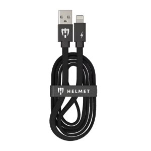 Helmet Cable USB to Lightning Kevlar Flat 2.1A 1m, Black