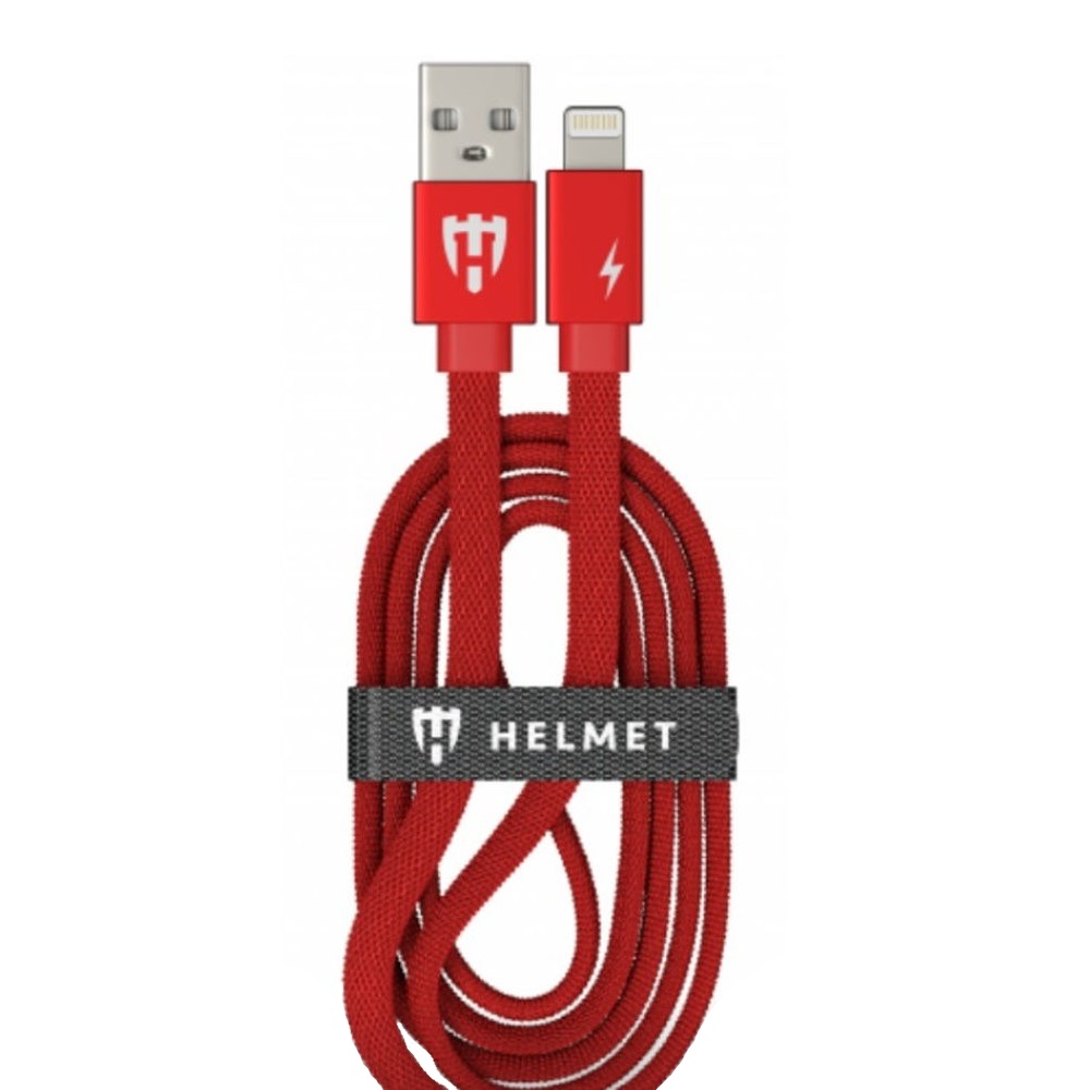 Helmet Cable USB to Lightning Kevlar Flat 2.1A 1m, Red