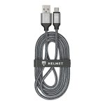 Helmet Cable USB to Micro USB Nylon 2m, White/Black