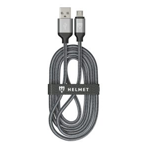 Helmet Cable USB to Micro USB Nylon 2m, White/Black