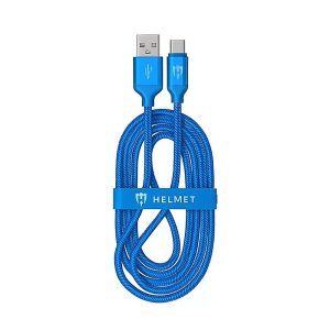Helmet Cable USB to Type-C Kevlar Flat 2.1A 1m, Blue