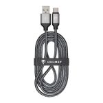 Helmet Cable USB to Type-C Nylon 2.1A 2m, White/Black