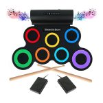 Roll Drum with Built-in Speakers, 7 pads Electronic, Rainbow Color (Damaged Box)
