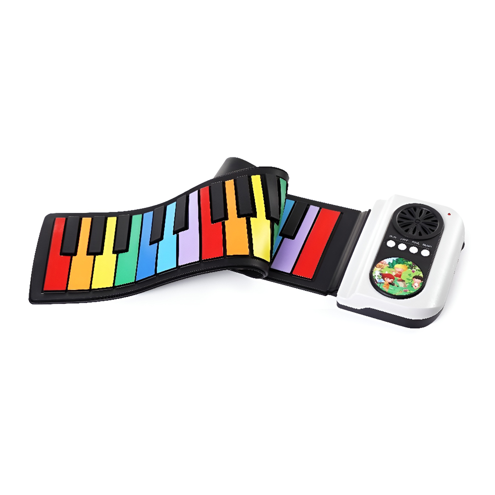 Bluetooth Roll up Piano 37 Colored keys.Rainbow Color (Damaged Box) - Image 3