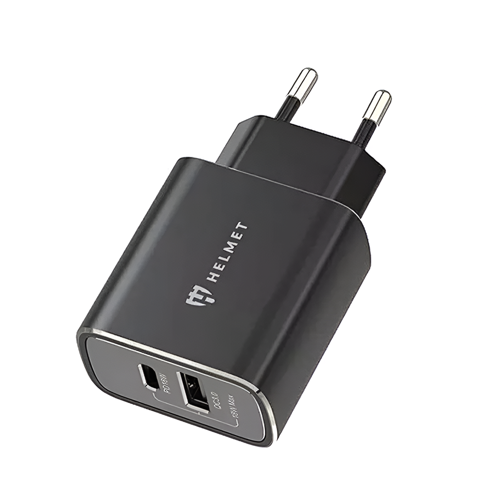 Helmet Wall Charger USB/Type-C QC3.0 18W (Сable 3 in1), Silver - Image 2