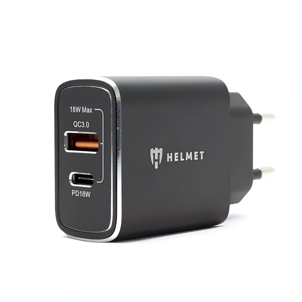 Helmet Wall Charger USB/Type-C QC3.0 18W (Сable 3 in1), Silver - Image 3